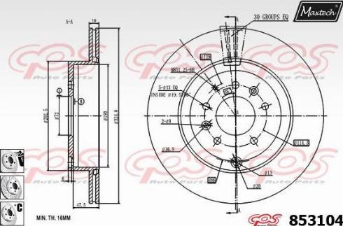 Maxtech 853104.6880 - Гальмівний диск autocars.com.ua