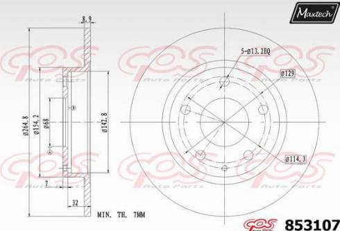 Maxtech 853107.0000 - Гальмівний диск autocars.com.ua