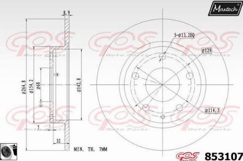 Maxtech 853107.0060 - Гальмівний диск autocars.com.ua