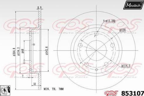 Maxtech 853107.0080 - Гальмівний диск autocars.com.ua