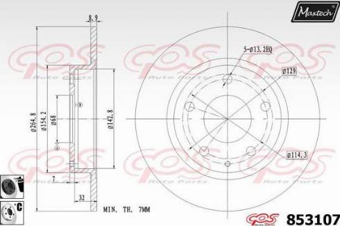 Maxtech 853107.6060 - Гальмівний диск autocars.com.ua