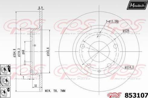 Maxtech 853107.6980 - Гальмівний диск autocars.com.ua