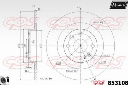 Maxtech 853108.0060 - Гальмівний диск autocars.com.ua