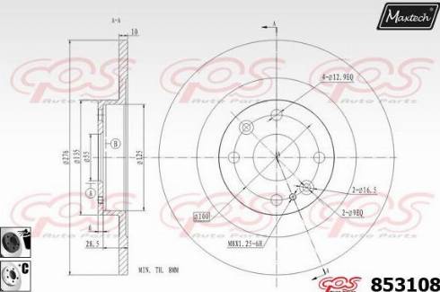 Maxtech 853108.6060 - Гальмівний диск autocars.com.ua