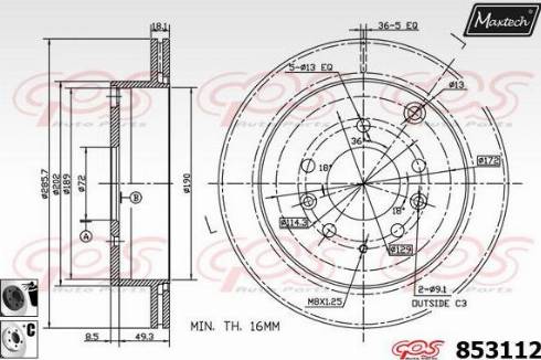 Maxtech 853112.6060 - Гальмівний диск autocars.com.ua