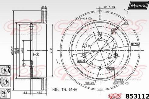 Maxtech 853112.6880 - Гальмівний диск autocars.com.ua