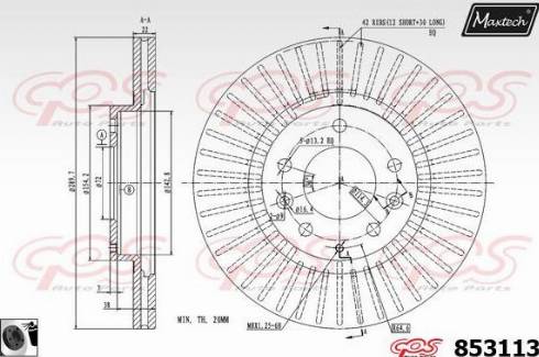 Maxtech 853113.0060 - Гальмівний диск autocars.com.ua