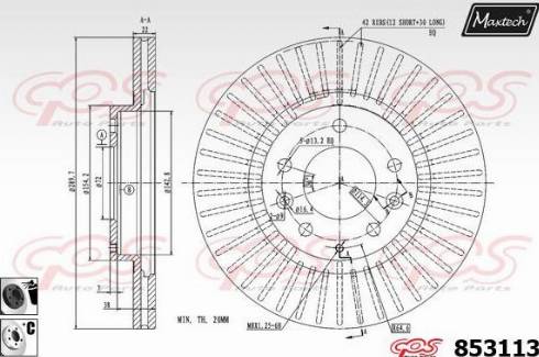 Maxtech 853113.6060 - Гальмівний диск autocars.com.ua