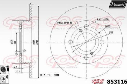 Maxtech 853116.6060 - Гальмівний диск autocars.com.ua