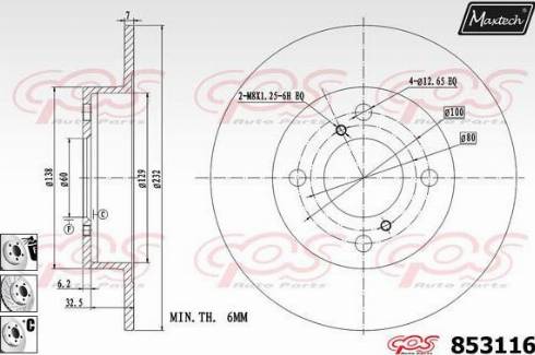 Maxtech 853116.6880 - Гальмівний диск autocars.com.ua