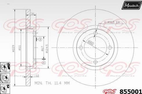 Maxtech 855001.6980 - Гальмівний диск autocars.com.ua