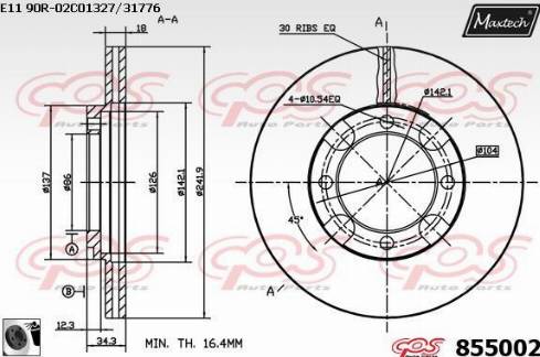 Maxtech 855002.0060 - Гальмівний диск autocars.com.ua