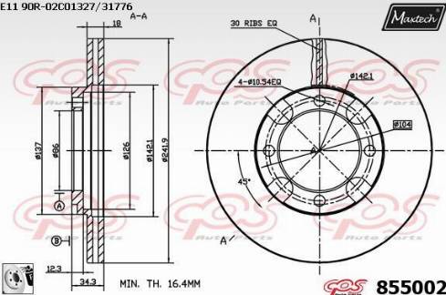 Maxtech 855002.0080 - Гальмівний диск autocars.com.ua