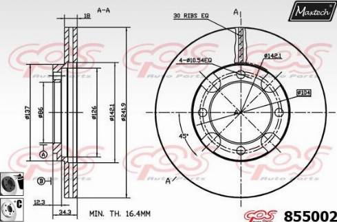 Maxtech 855002.6060 - Гальмівний диск autocars.com.ua