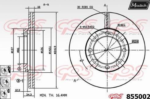 Maxtech 855002.6880 - Гальмівний диск autocars.com.ua