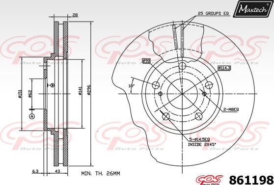 Maxtech 855002 - Гальмівний диск autocars.com.ua