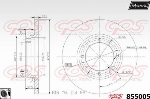 Maxtech 855005.0060 - Гальмівний диск autocars.com.ua