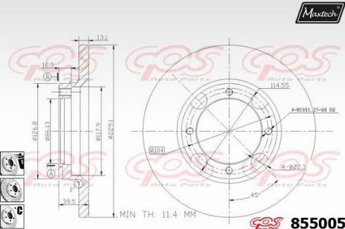 Maxtech 855005.6880 - Гальмівний диск autocars.com.ua