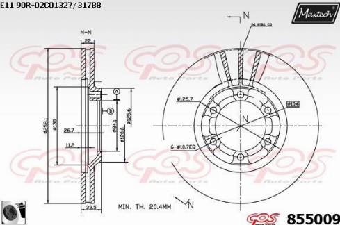 Maxtech 855009.0060 - Гальмівний диск autocars.com.ua