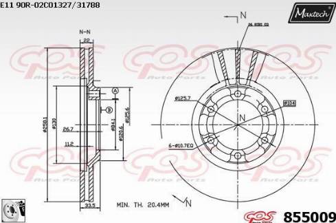 Maxtech 855009.0080 - Гальмівний диск autocars.com.ua