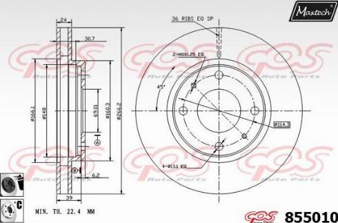 Maxtech 855010.6060 - Гальмівний диск autocars.com.ua