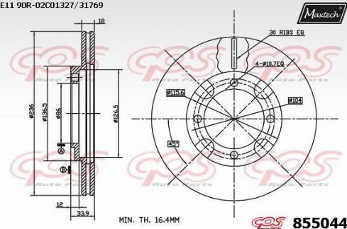 Maxtech 855044.0000 - Гальмівний диск autocars.com.ua