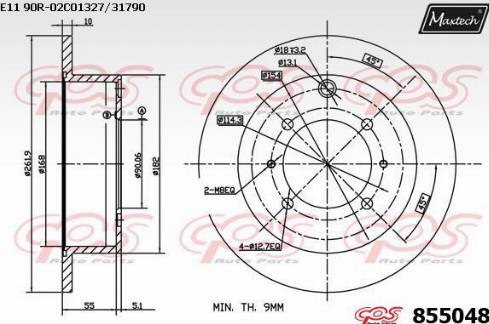 Maxtech 855048.0000 - Гальмівний диск autocars.com.ua