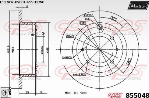 Maxtech 855048.0080 - Гальмівний диск autocars.com.ua