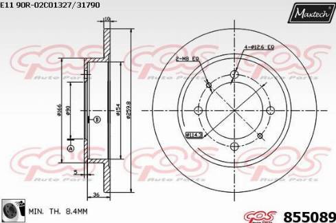 Maxtech 855089.0060 - Гальмівний диск autocars.com.ua