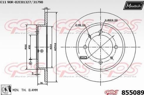 Maxtech 855089.0080 - Гальмівний диск autocars.com.ua