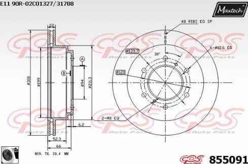 Maxtech 855091.0060 - Гальмівний диск autocars.com.ua