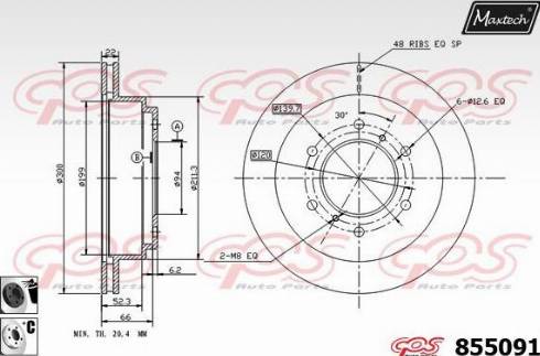 Maxtech 855091.6060 - Гальмівний диск autocars.com.ua