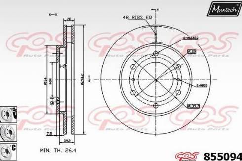 Maxtech 855094.6880 - Гальмівний диск autocars.com.ua