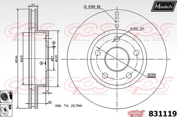 Maxtech 855099 - Гальмівний диск autocars.com.ua