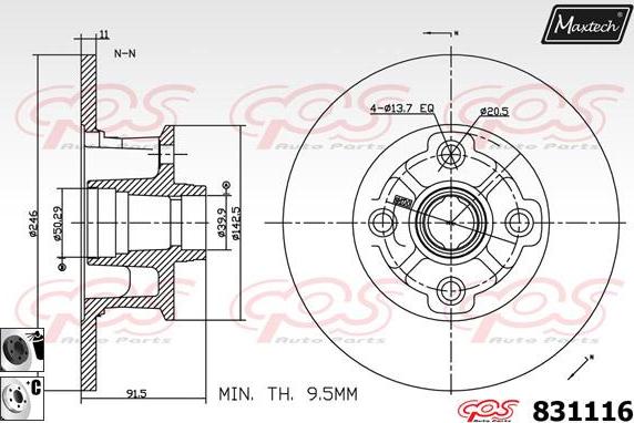 Maxtech 855100 - Гальмівний диск autocars.com.ua