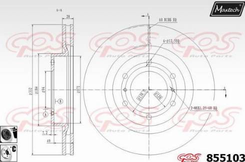 Maxtech 855103.6060 - Гальмівний диск autocars.com.ua