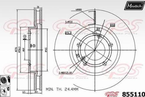 Maxtech 855110.6060 - Гальмівний диск autocars.com.ua