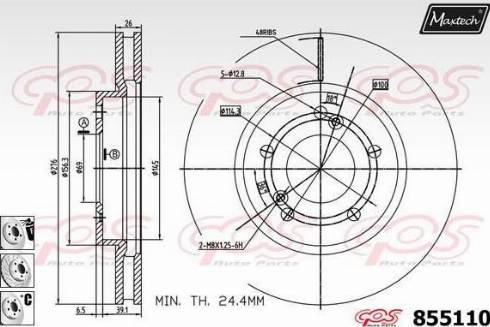 Maxtech 855110.6880 - Гальмівний диск autocars.com.ua