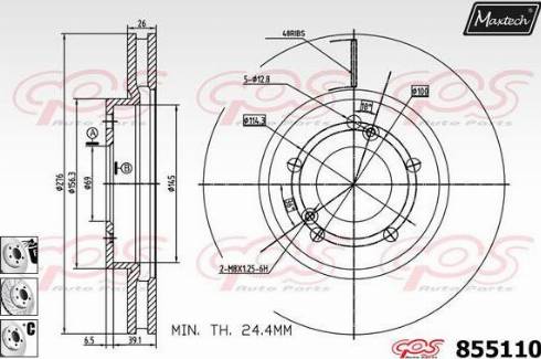 Maxtech 855110.6980 - Гальмівний диск autocars.com.ua