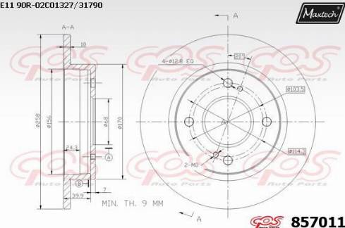 Maxtech 857011.0000 - Гальмівний диск autocars.com.ua