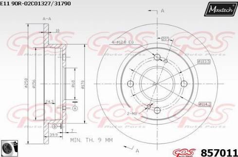 Maxtech 857011.0060 - Гальмівний диск autocars.com.ua