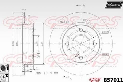 Maxtech 857011.6060 - Гальмівний диск autocars.com.ua