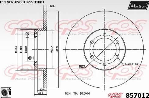 Maxtech 857012.0060 - Тормозной диск autodnr.net