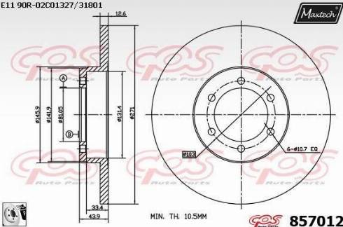 Maxtech 857012.0080 - Тормозной диск autodnr.net