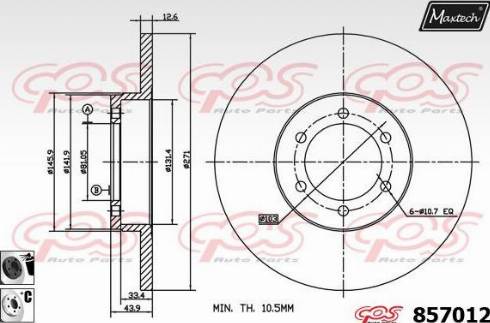 Maxtech 857012.6060 - Тормозной диск autodnr.net