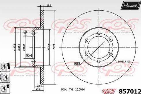 Maxtech 857012.6880 - Тормозной диск autodnr.net