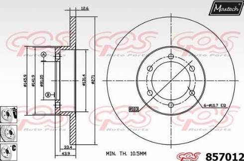 Maxtech 857012.6980 - Тормозной диск autodnr.net