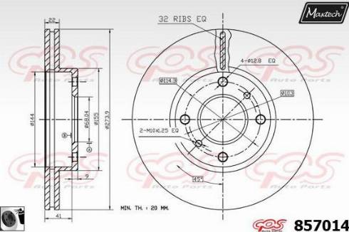 Maxtech 857014.0060 - Гальмівний диск autocars.com.ua