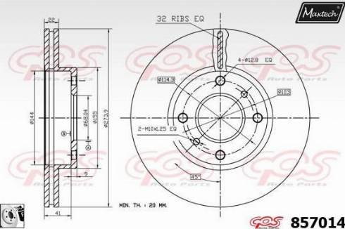 Maxtech 857014.6060 - Гальмівний диск autocars.com.ua