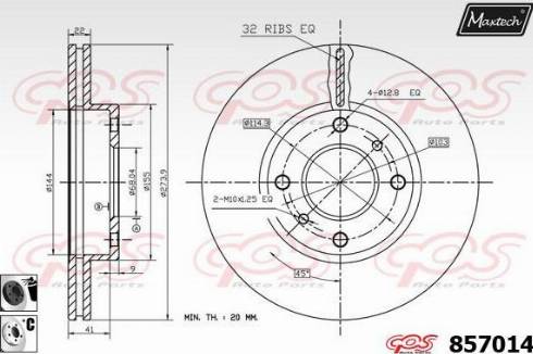 Maxtech 857014.6060 - Гальмівний диск autocars.com.ua